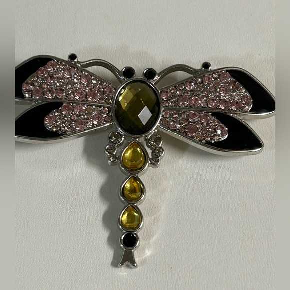 Lia Sophia Jewelry - Pink Crystal Dragonfly Brooch LIA SOPHIA Glitterbug Pin Silver tone